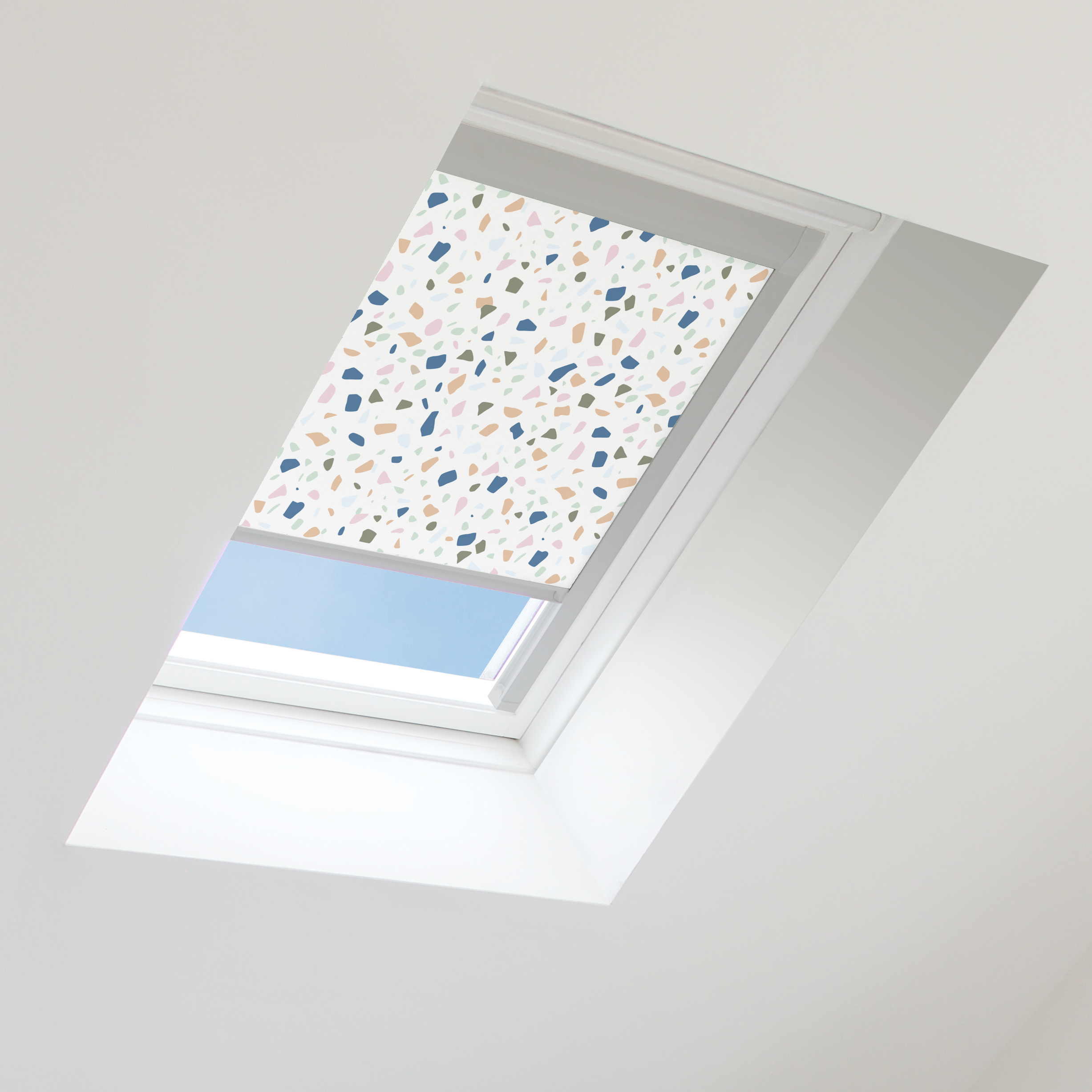 Collage showing a range of blind colours and fabric options