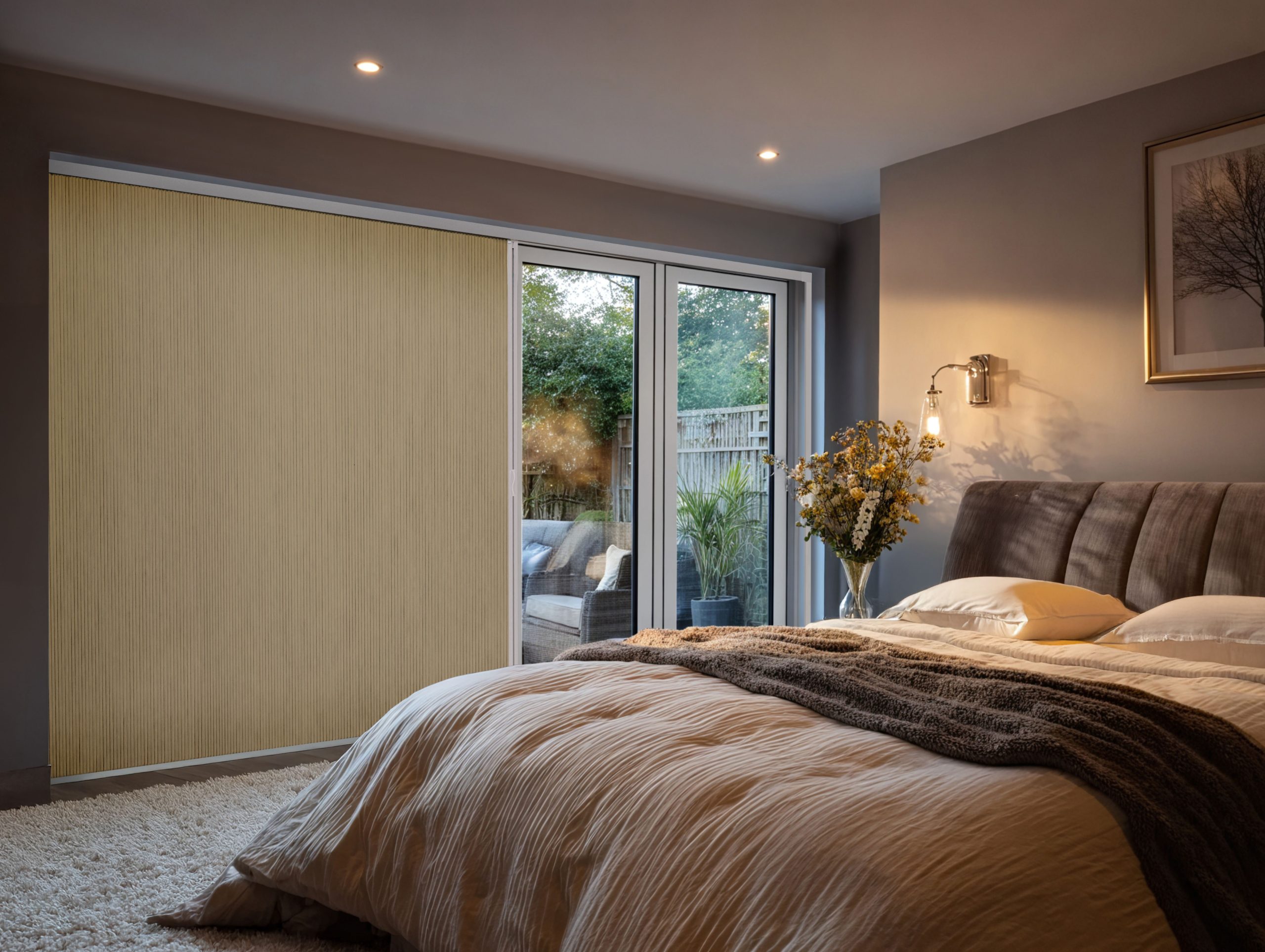 Arena 25 white screen blind in bedroom