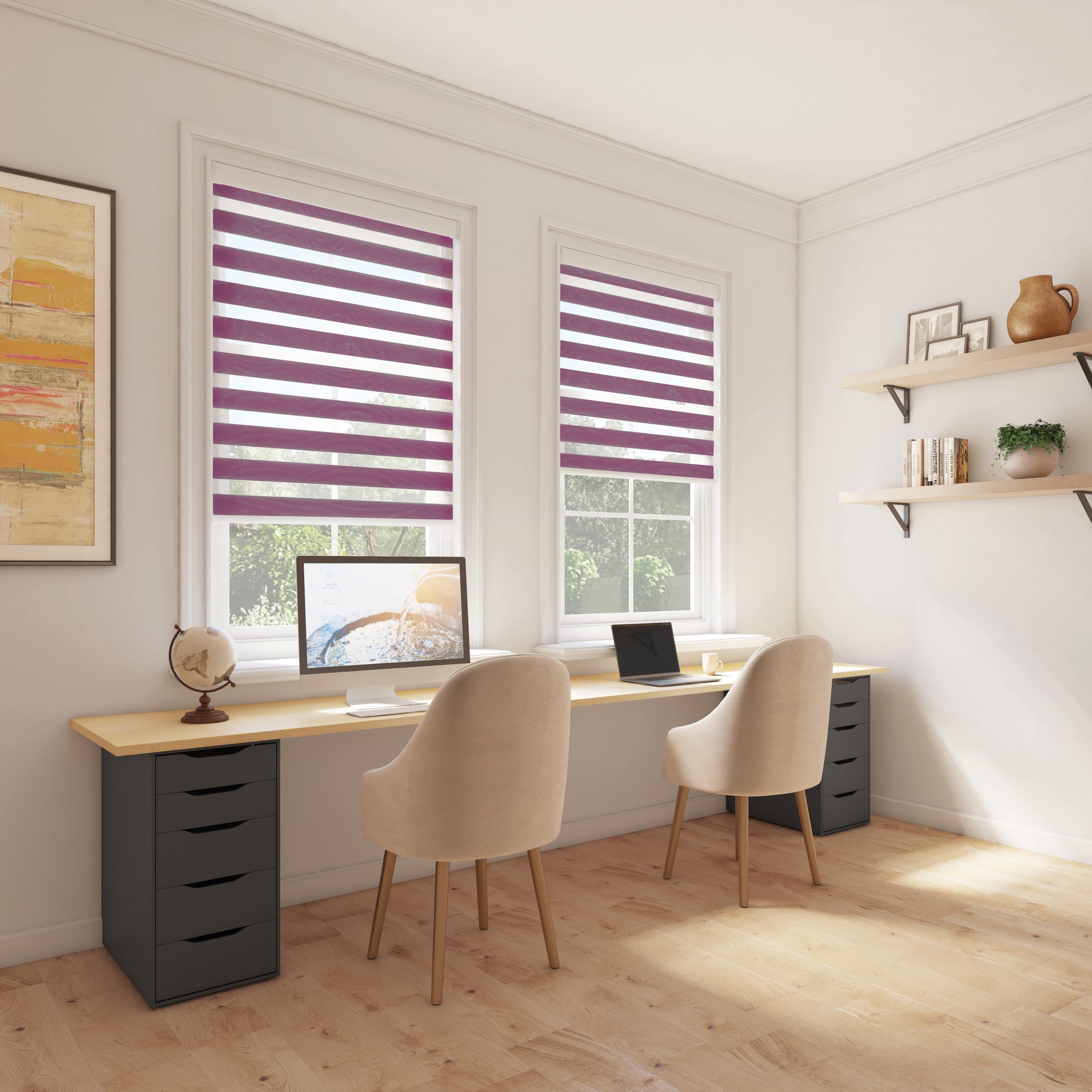 Day and night blind in home office