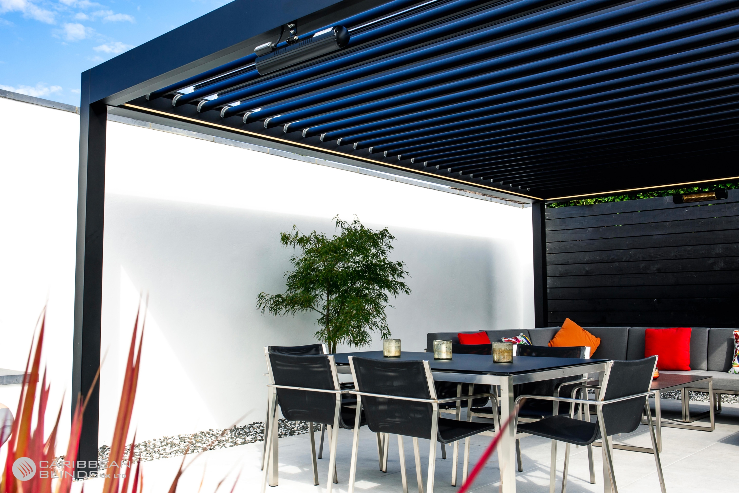 Modern pergola outdoor living space