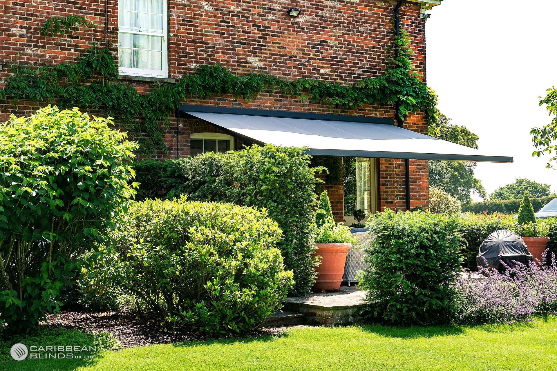 Outdoor awning garden setup